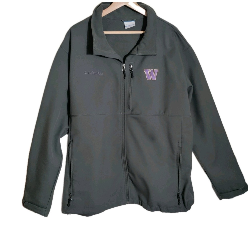 Columbia Washington Huskies Soft‎ Shell Jacket Gray Size XXL